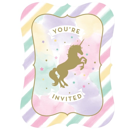 Creative Converting Sparkle Unicorn Invitations, 6"x4", 48PK 329304